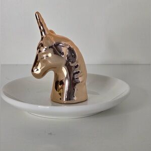 Rose Gold Unicorn Ring Holder Jewelry Dish – Ceramic Trinket Tray